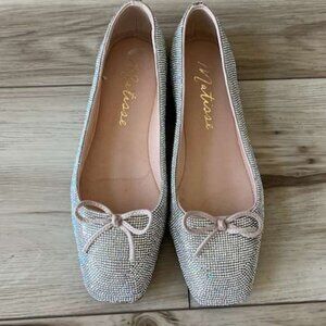 Matisse Roxy Rhinestone Square Toe Ballet Flats Bow Detail
